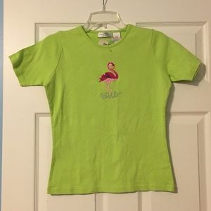 NWT Sutton Studio Sequin Flamingo Appliqed Tee PP